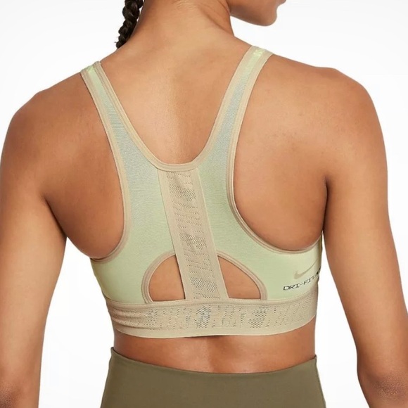 Nike Swoosh Ultrabreathe Sports Bra Womens S Green/Yellow/Cream Medium Support - Picture 2 of 7
